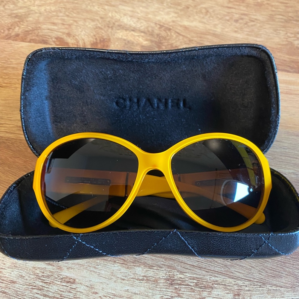 Deep Yellow/gold Chanel sunglasses